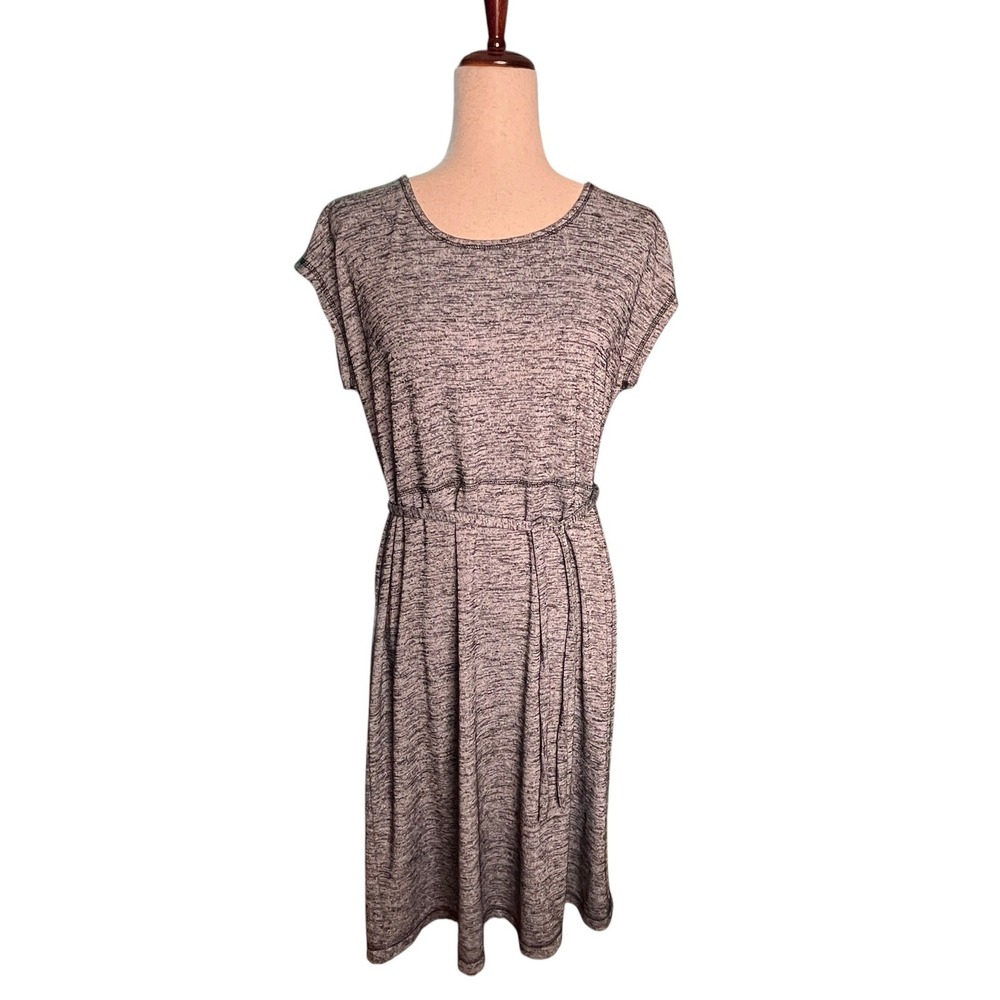 Talbots High Low Dress Med Petite Gray Space Dye Keyhole Back Athleisure Travel